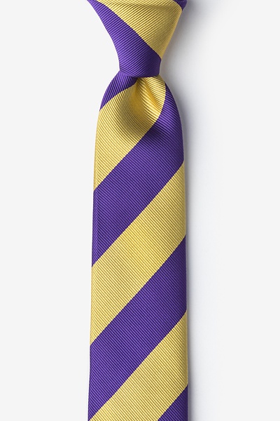 Purple Microfiber Purple & Gold Stripe Skinny Tie