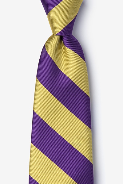 Purple Microfiber Purple & Gold Stripe Tie