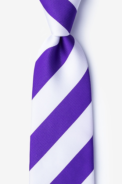 Purple Microfiber Purple & White Stripe Extra Long Tie