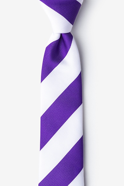 Purple Microfiber Purple & White Stripe Skinny Tie