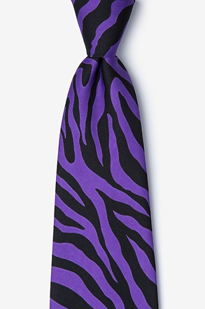 Zebra Animal Print Purple Tie