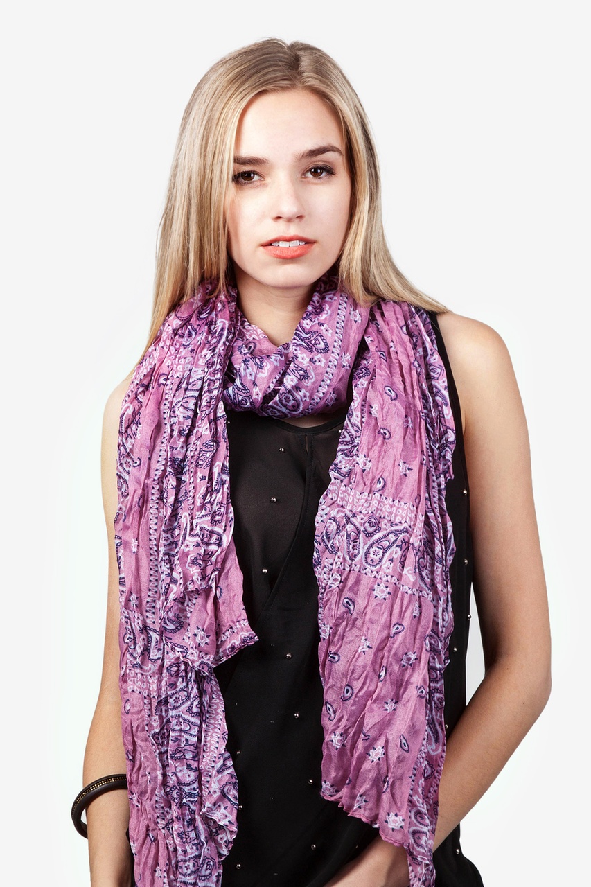 Purple Bandana Print Scarf Fashion Scarves