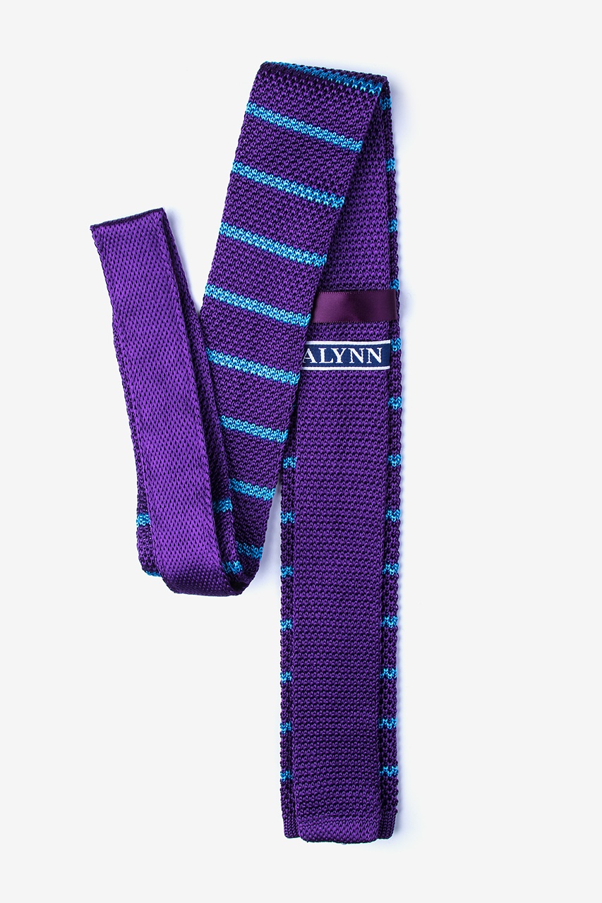 Briton Stripe Purple Knit Skinny Tie Photo (1)