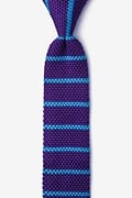 Briton Stripe Purple Knit Skinny Tie Photo (0)