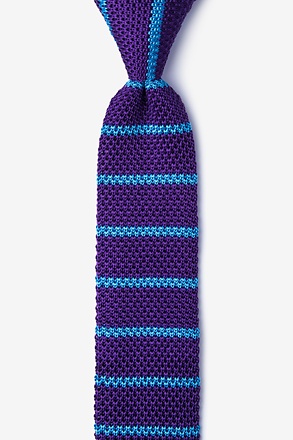 _Briton Stripe Purple Knit Skinny Tie_