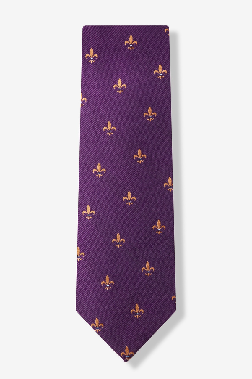 Purple Silk Fleur De Lis Tie