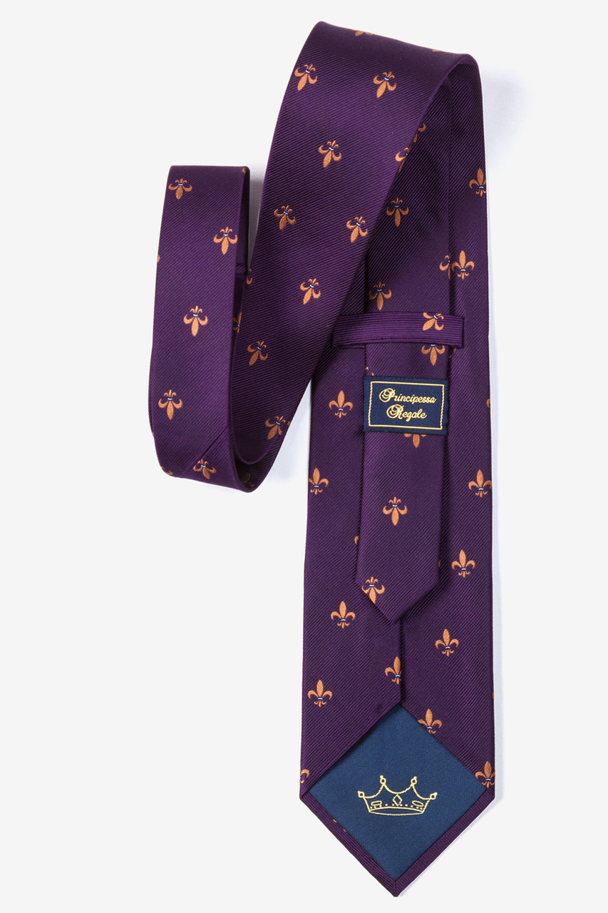 Purple Silk Fleur De Lis Tie