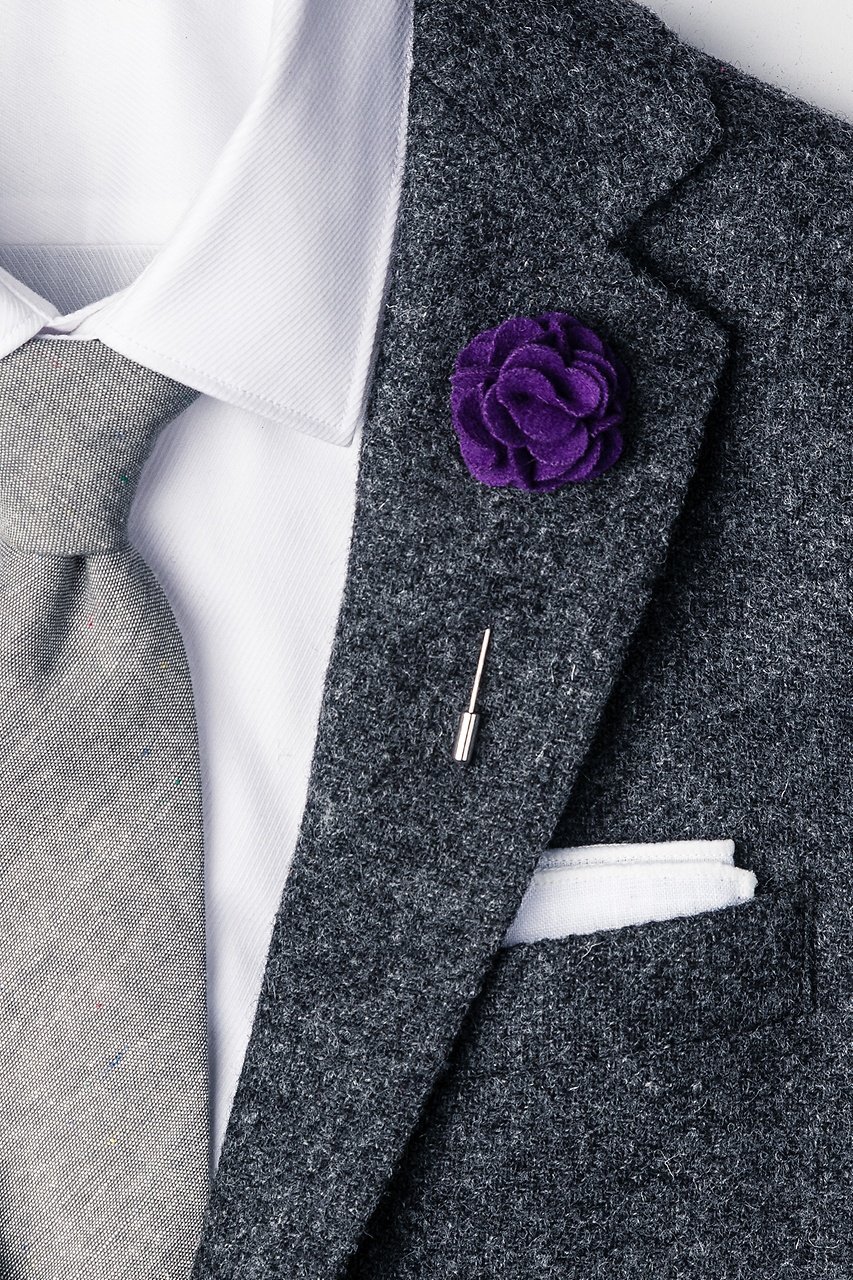 Purple Wool Felt Purple Wool Felt Flower Lapel Pin | Ties.com