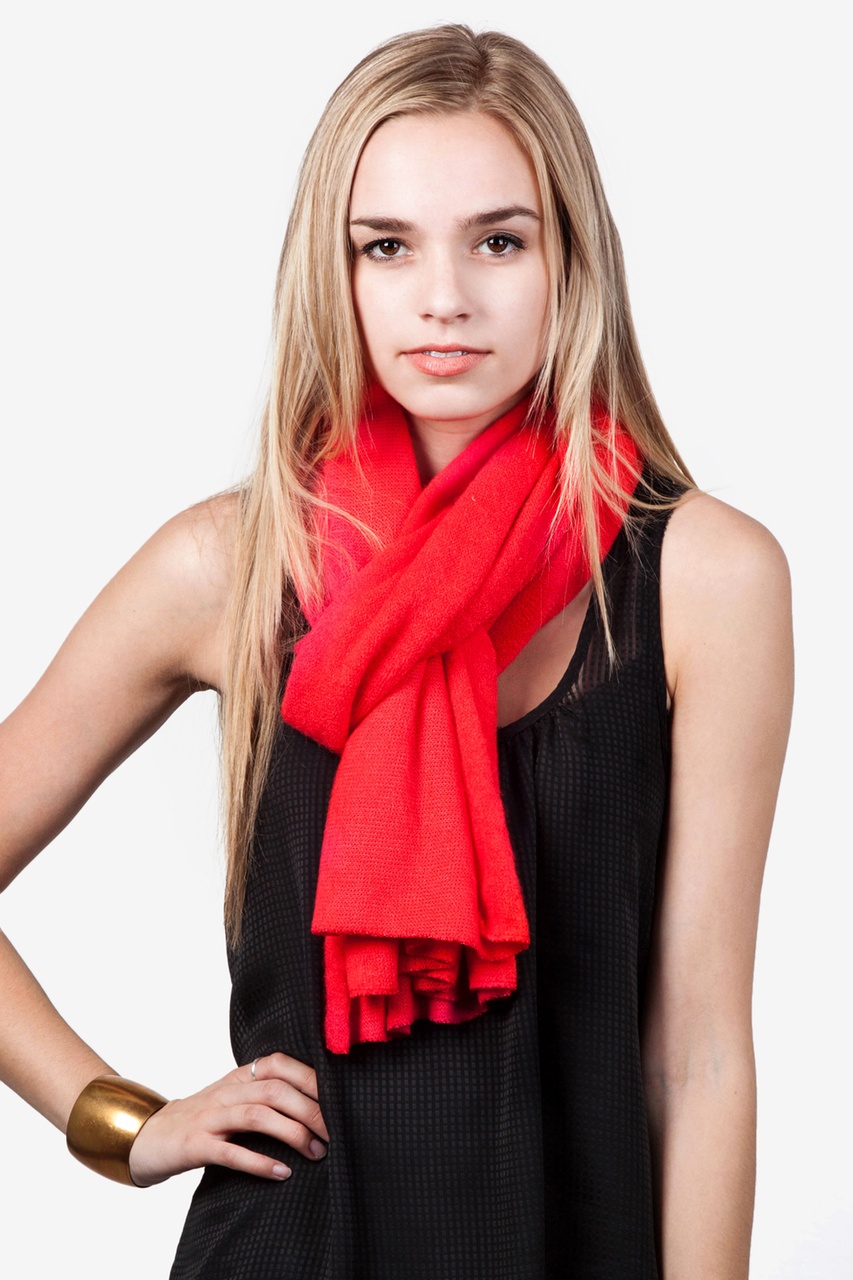 Heathered Solid Red Knit Scarf Photo (4)