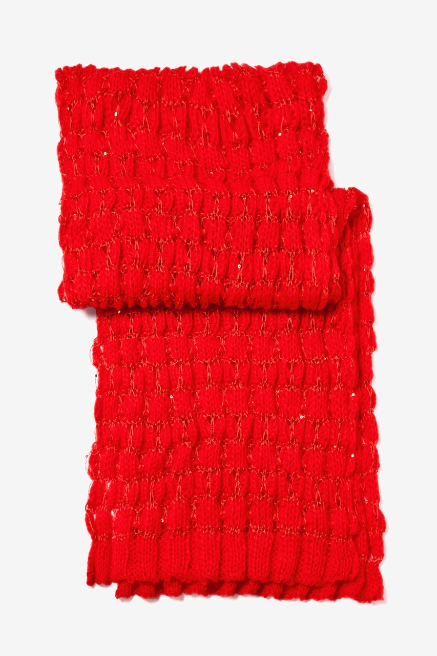 Oslo Sparkle Solid Red Knit Scarf Photo (3)