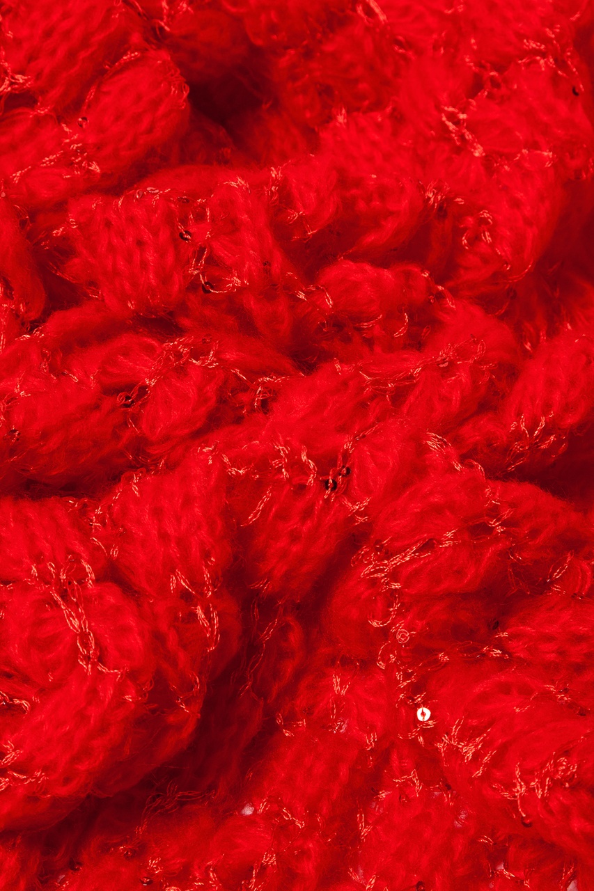 Oslo Sparkle Solid Red Knit Scarf Photo (2)