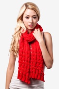 Oslo Sparkle Solid Red Knit Scarf Photo (1)