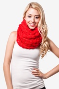 Oslo Sparkle Solid Red Knit Scarf Photo (4)