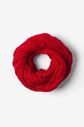 _Red Geneva Cable Knit Infinity Scarf_