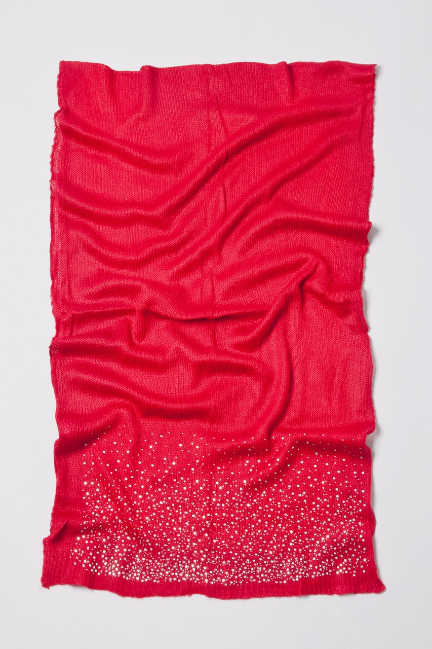 Rhinestone Sparkle Red Knit Scarf Photo (3)