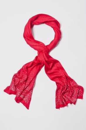 _Rhinestone Sparkle Red Knit Scarf_