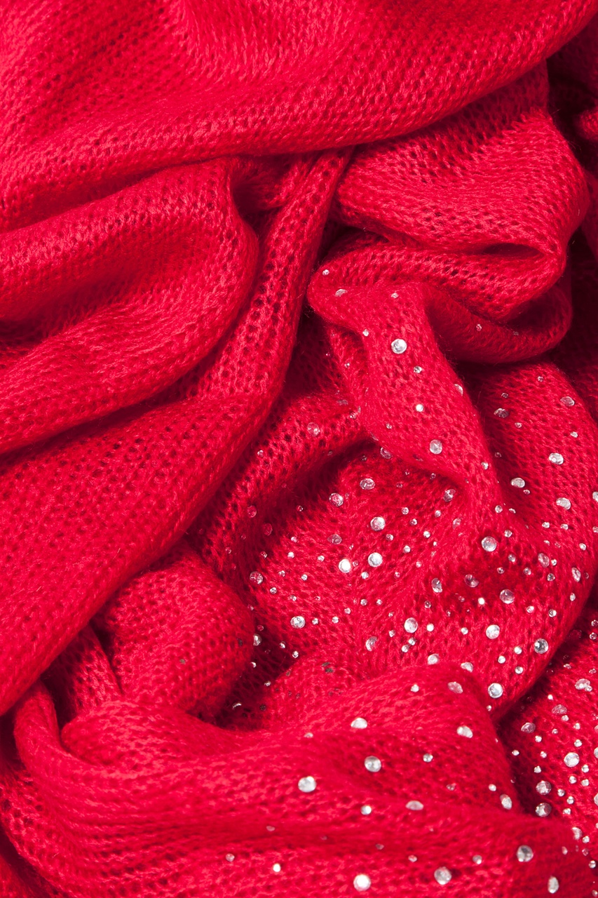 Rhinestone Sparkle Red Knit Scarf Photo (1)