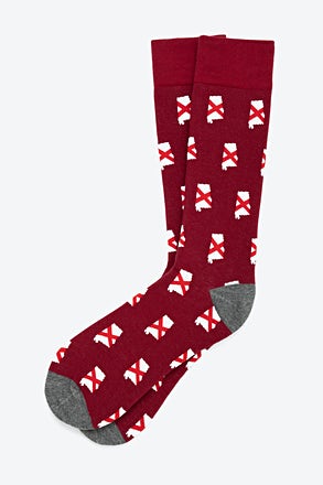 _Alabama State Flag Red Medium-Large Sock_
