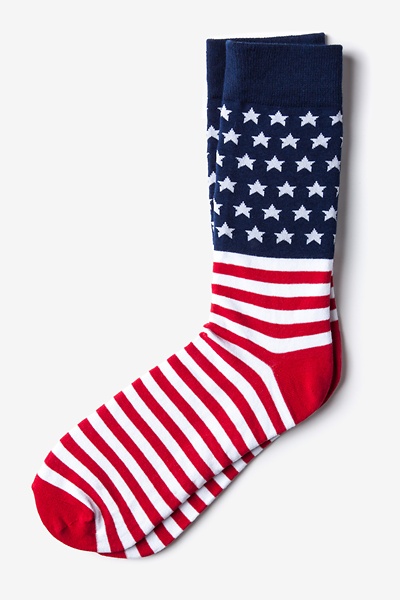 Red Carded Cotton American Flag Sock