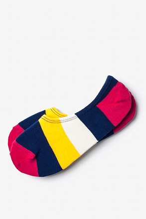 Burbank Color Block Red No-Show Sock