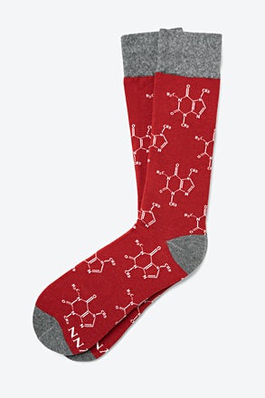 _Caffeine Molecule Red Medium-Large Sock_