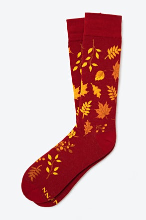 _Leaf Me Alone Red Medium-Large Sock_