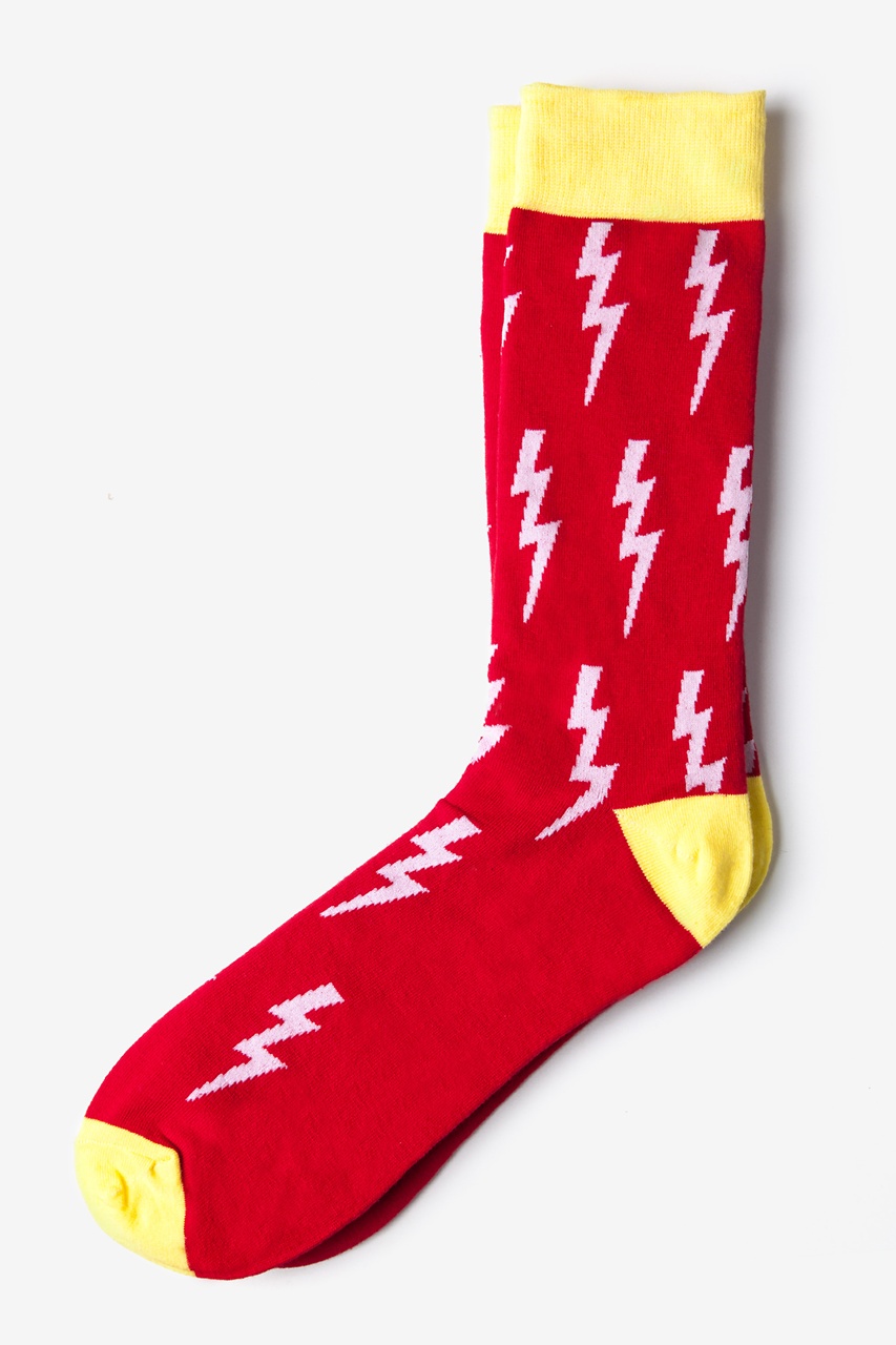 Red Carded Cotton Lightning Bolt Sock