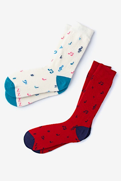 Red Carded Cotton Music Note His & Hers Socks | Ties.com