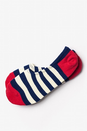 Seal Beach Stripe Red No-Show Sock