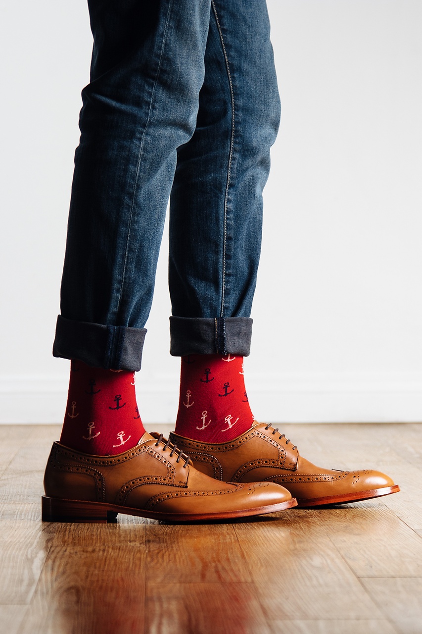 Red Anchor Sock | Nautical Socks | Ties.com