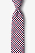 Markson Checks Red Skinny Tie Photo (0)