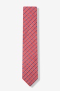 Red Stuart Check Skinny Tie Photo (1)