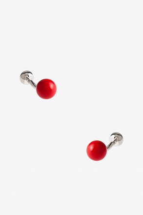 _Opaque Mini Barbell Red Cufflinks_