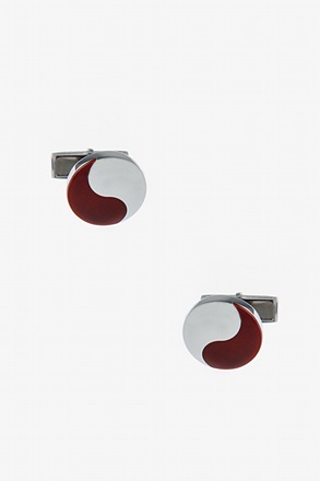 Round Yin Yang Red Cufflinks