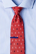 Anchors & Ships Wheels Red Extra Long Tie Photo (1)