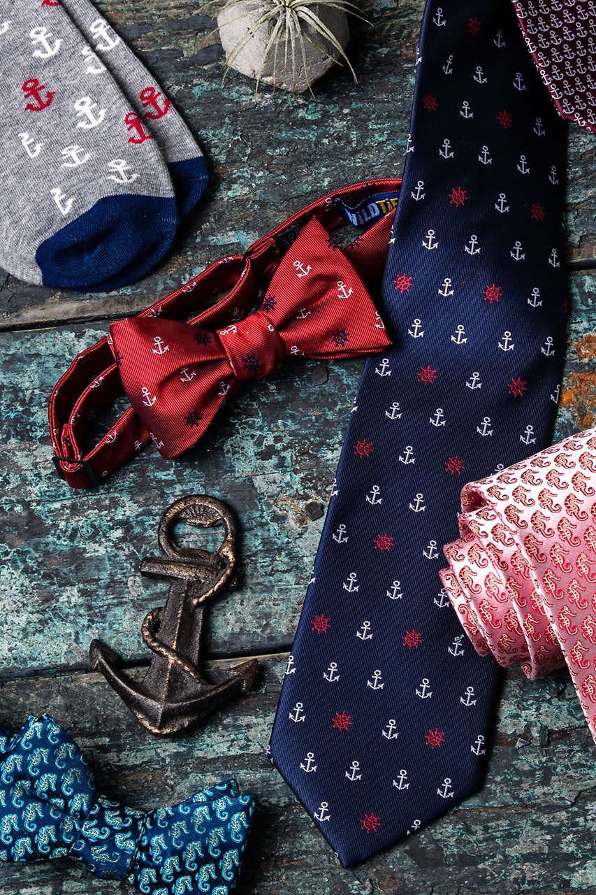 Anchors & Ships Wheels Red Self-Tie Bow Tie Photo (2)