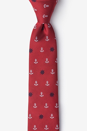 _Anchors & Ships Wheels Red Skinny Tie_