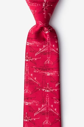 Boeing 747 Red Extra Long Tie