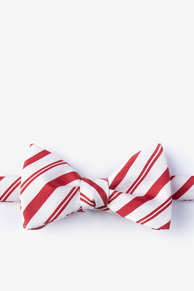 Red Microfiber Candy Cane Self-Tie Bow Tie | Ties.com