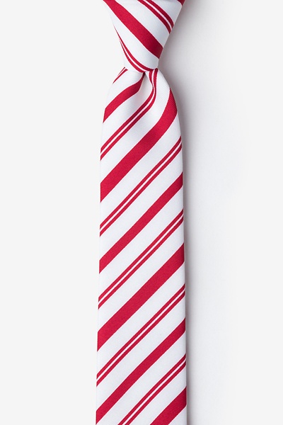 Red Microfiber Candy Cane Skinny Tie