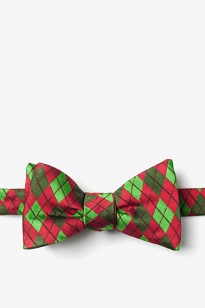 Christmas Argyle Red Self-Tie Bow Tie