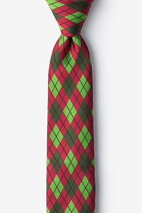 Christmas Argyle Red Skinny Tie