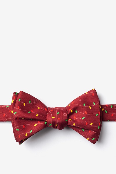 Red Microfiber Christmas Lights Self-Tie Bow Tie