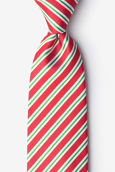 Red Microfiber Christmas Stripe Tie