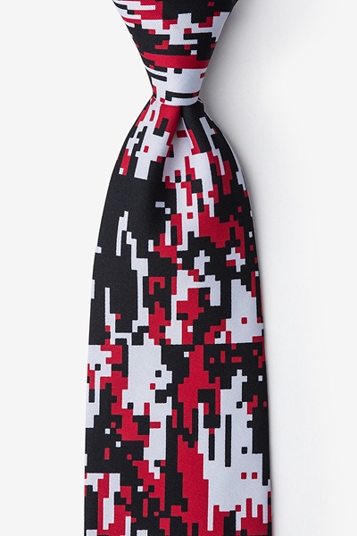 Red Microfiber Digital Camo Tie