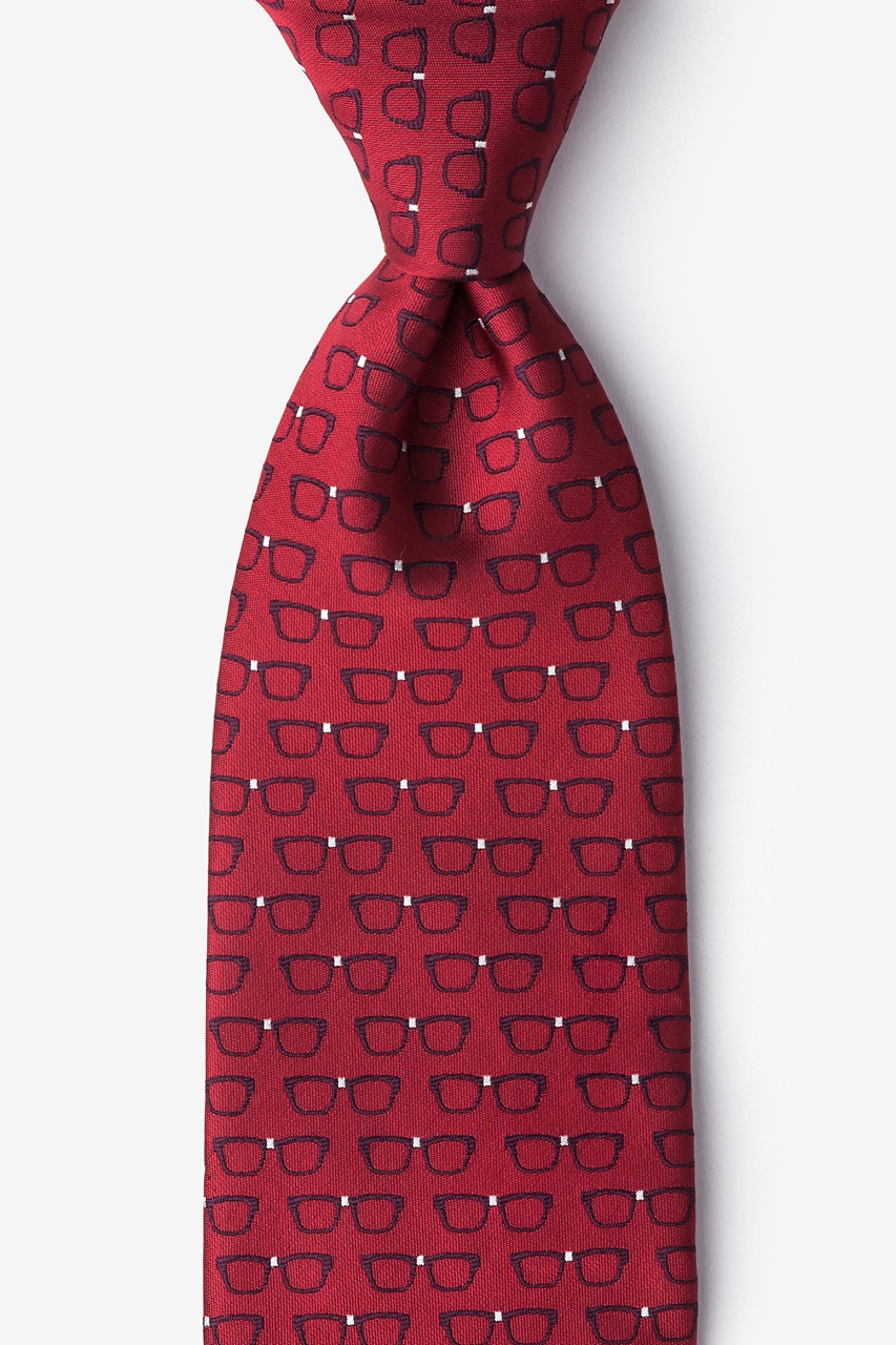 Four Eyes Red Extra Long Tie Photo (0)