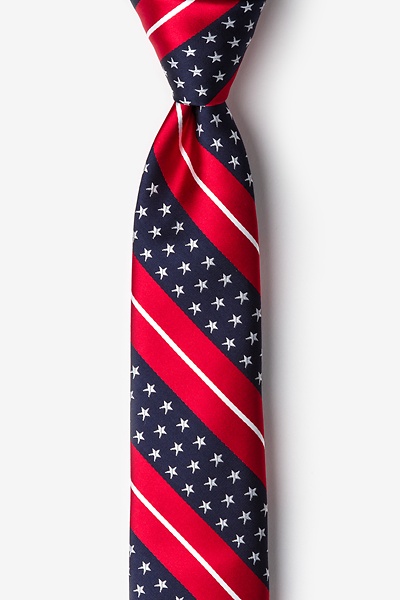 Red Microfiber Freedom Stripe Skinny Tie