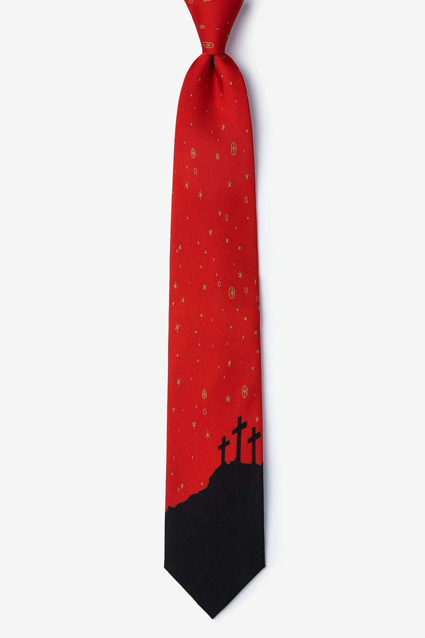 Red and Black Ties with Crucifixes - Mens Neckties Selini