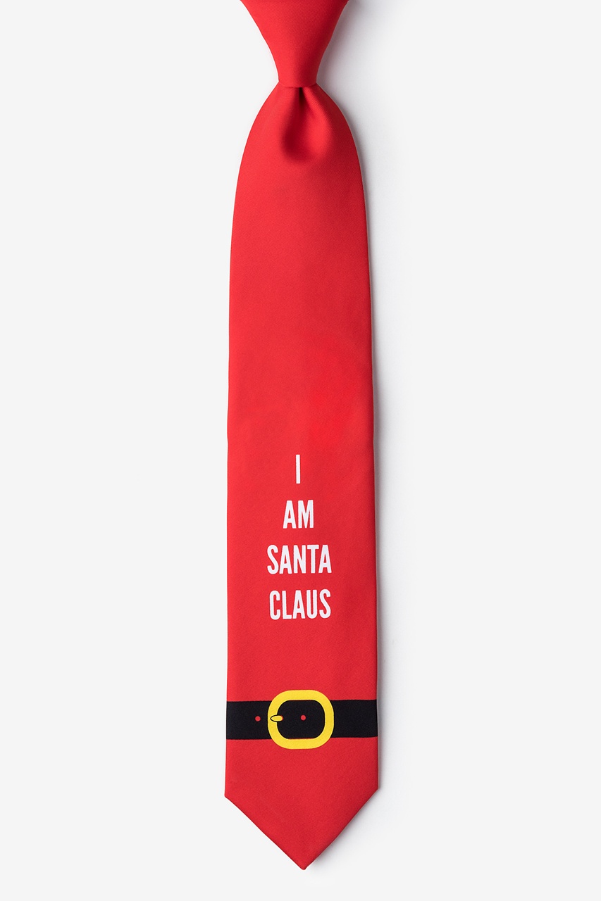 I am Santa Claus Red Extra Long Tie Photo (0)