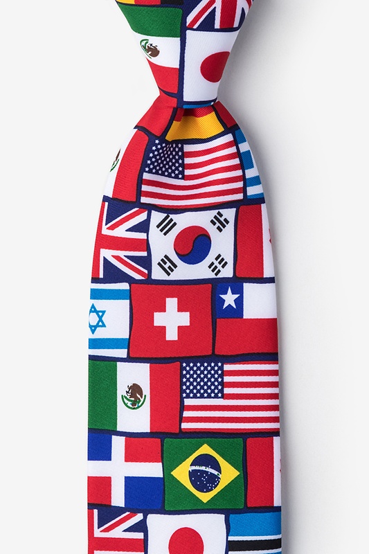 Red Microfiber International Flags Tie